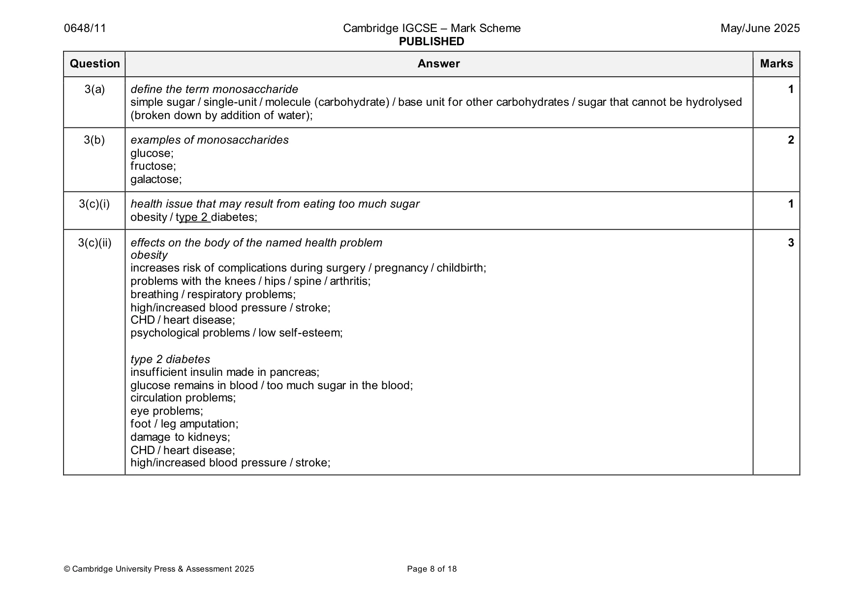 Mark scheme, page 8 of 18