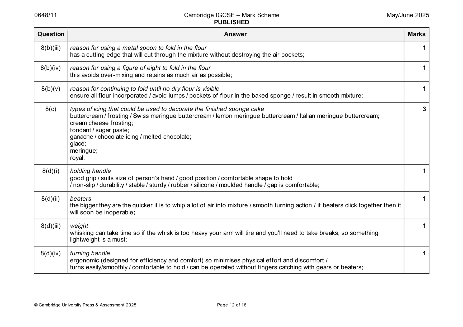 Mark scheme, page 12 of 18