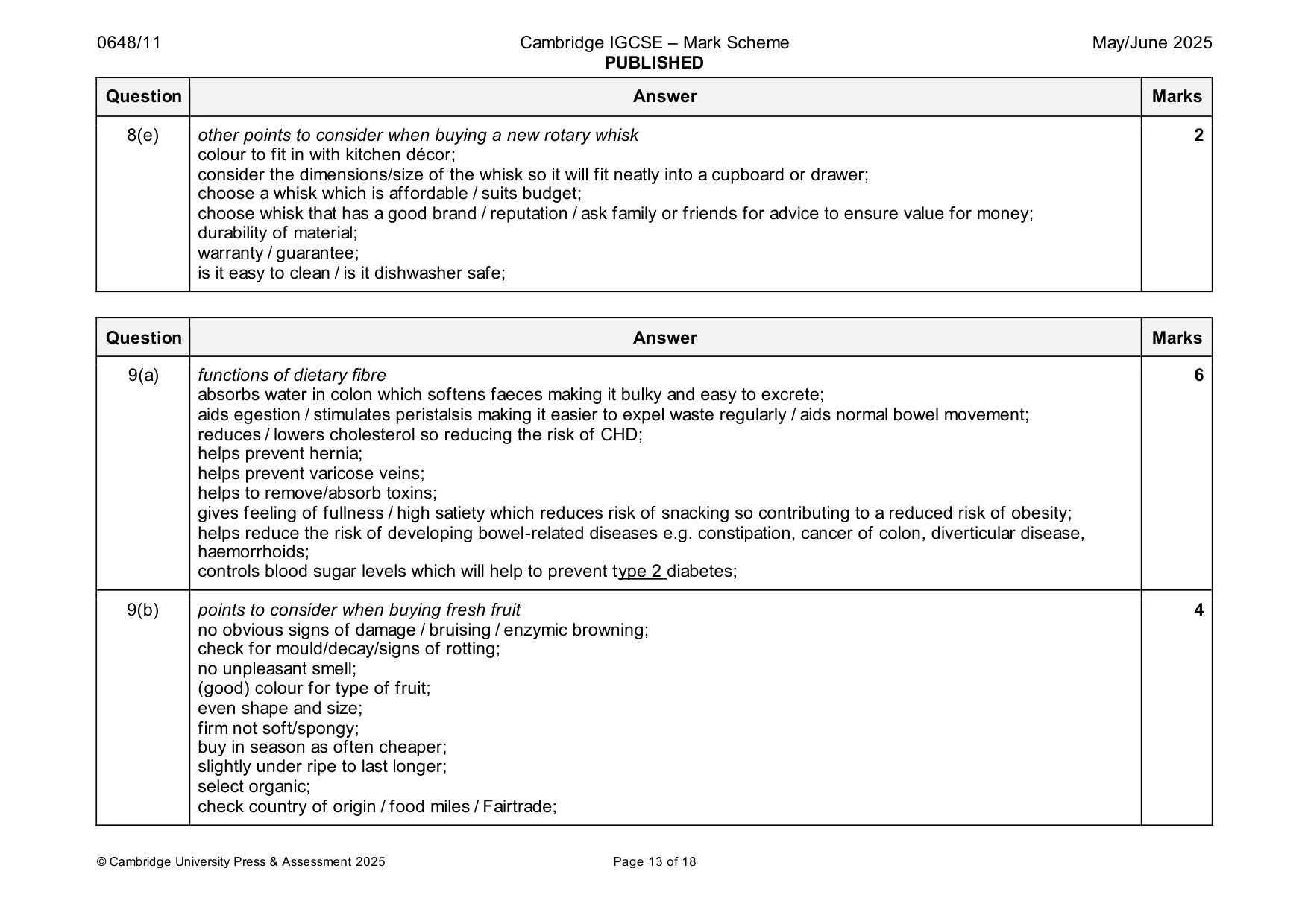 Mark scheme, page 13 of 18