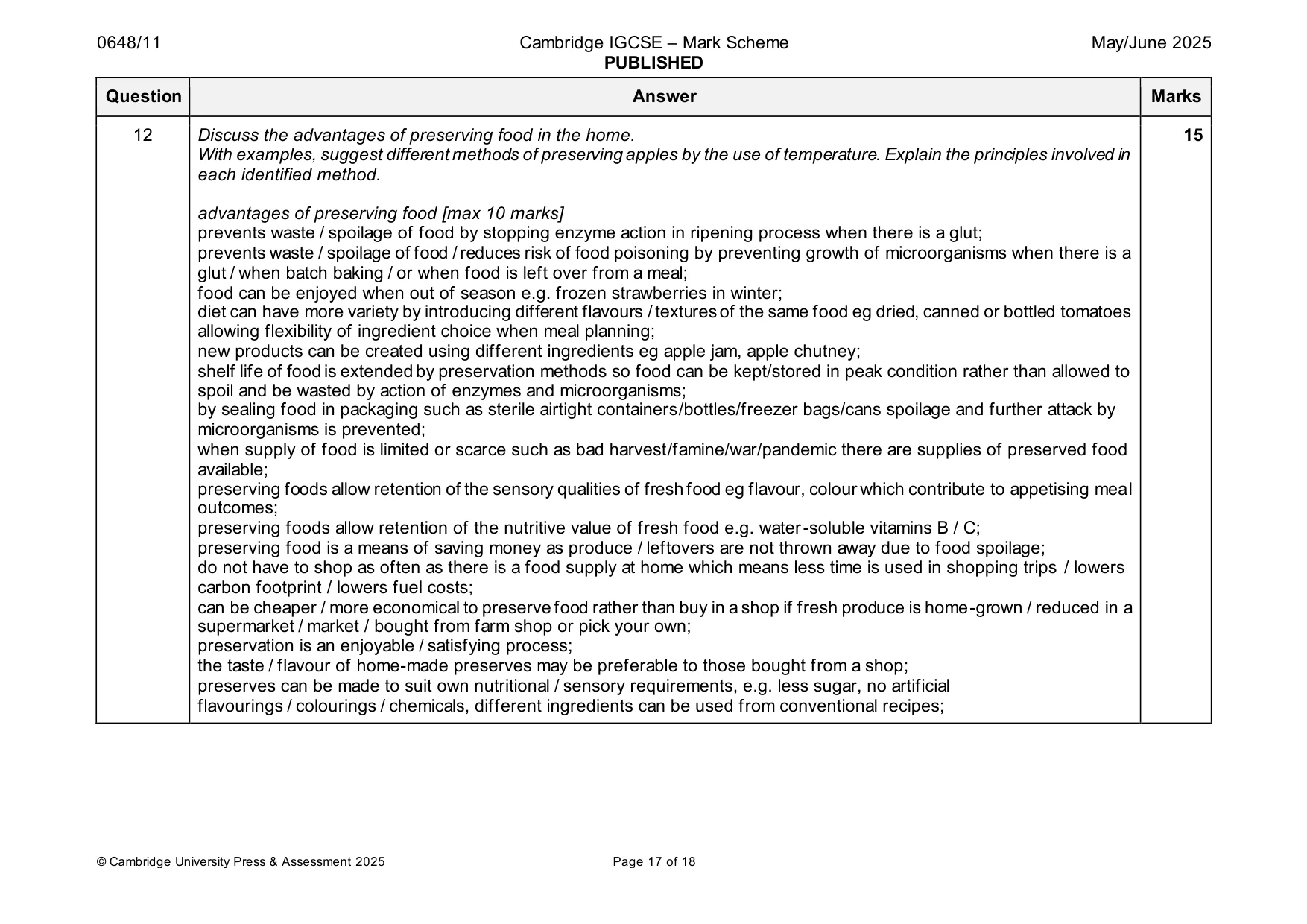 Mark scheme, page 17 of 18