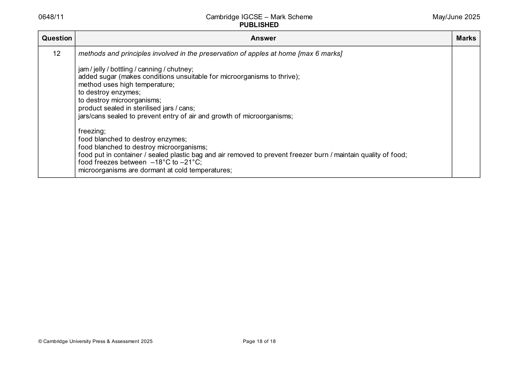 Mark scheme, page 18 of 18