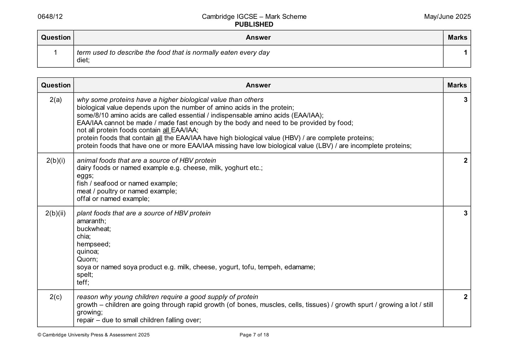 Mark scheme, page 7 of 18