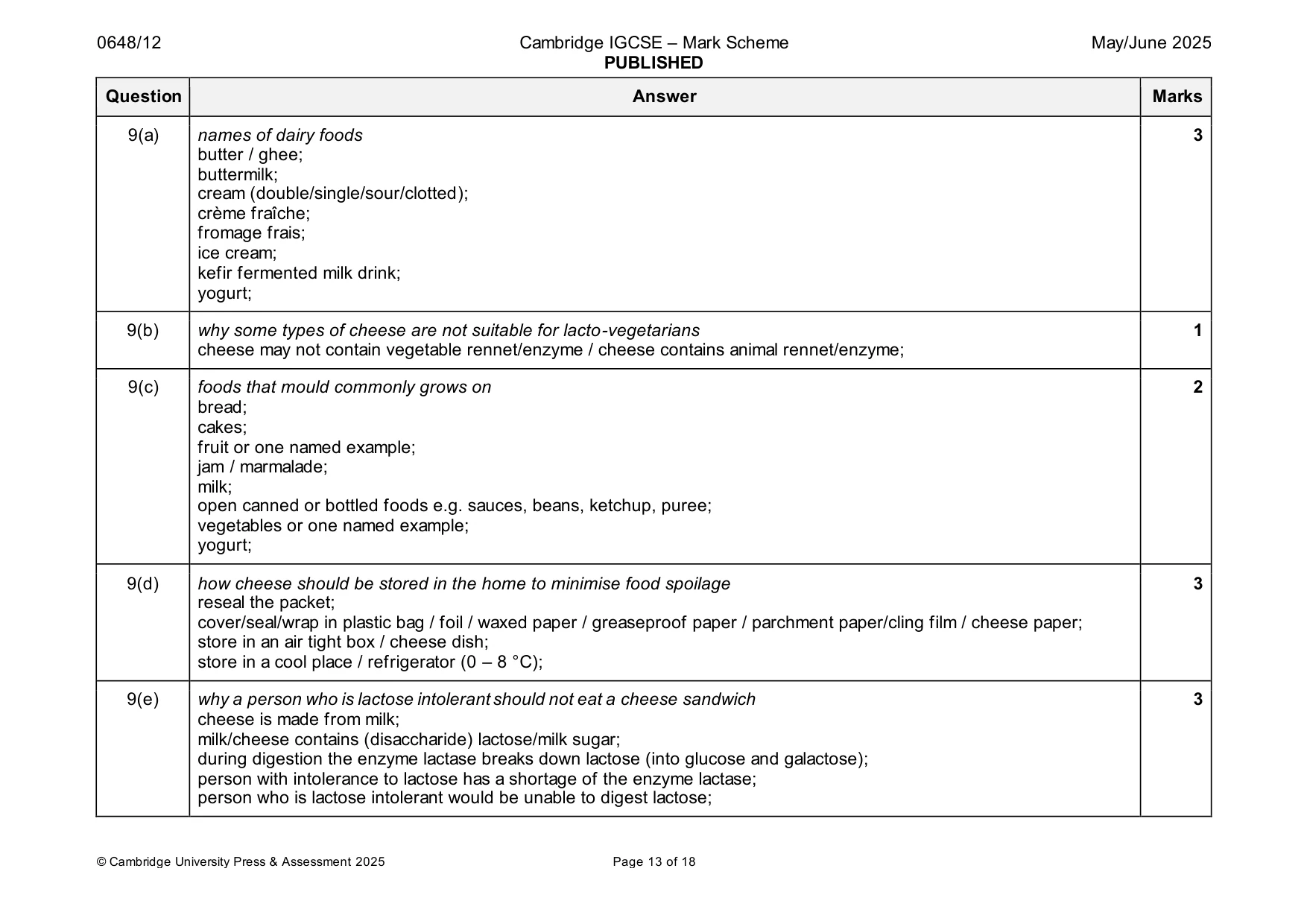 Mark scheme, page 13 of 18