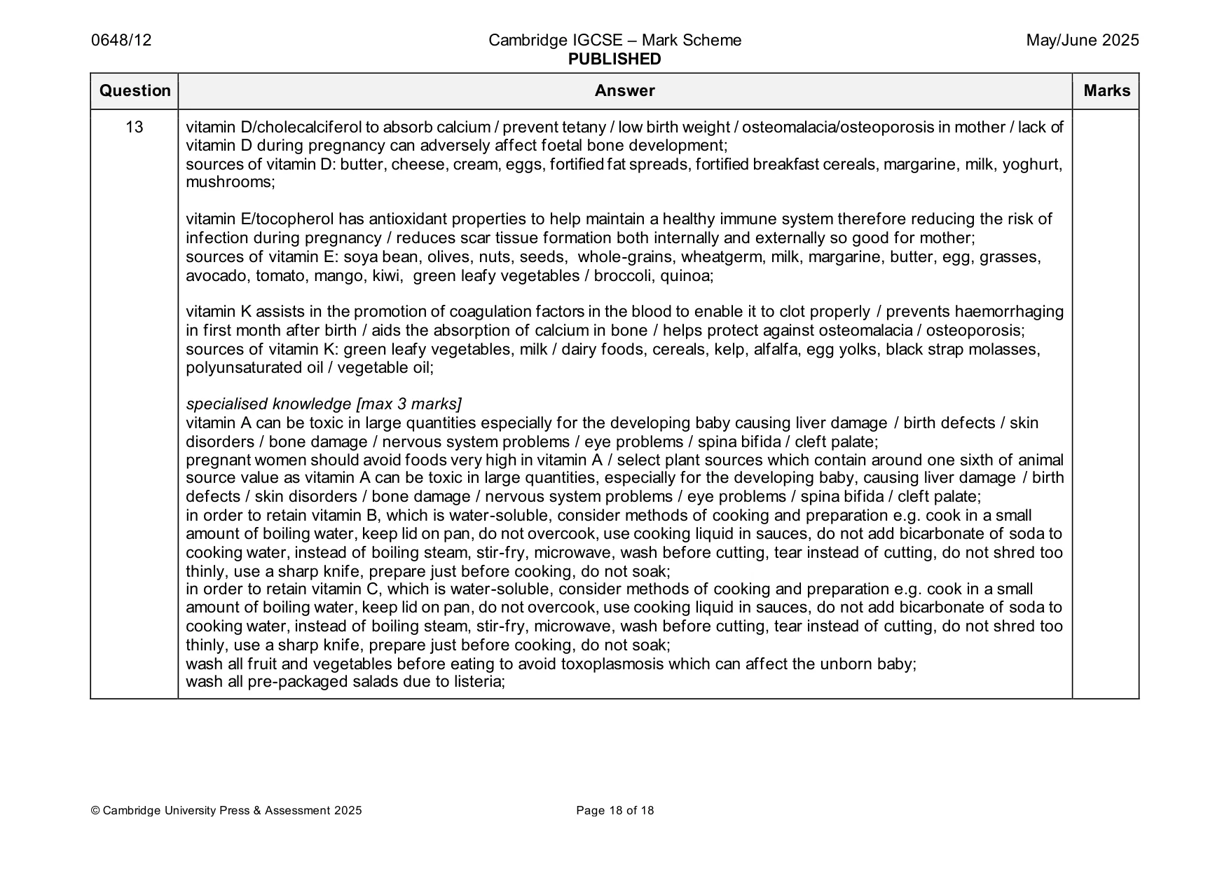 Mark scheme, page 18 of 18