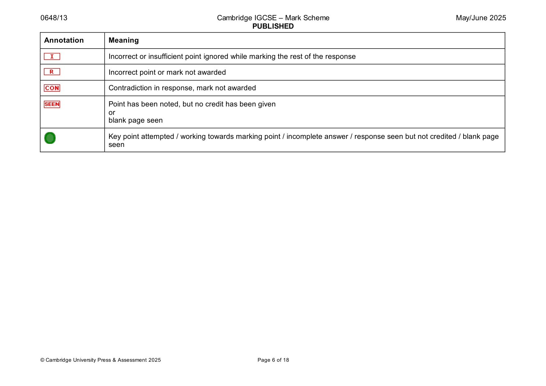 Mark scheme, page 6 of 18