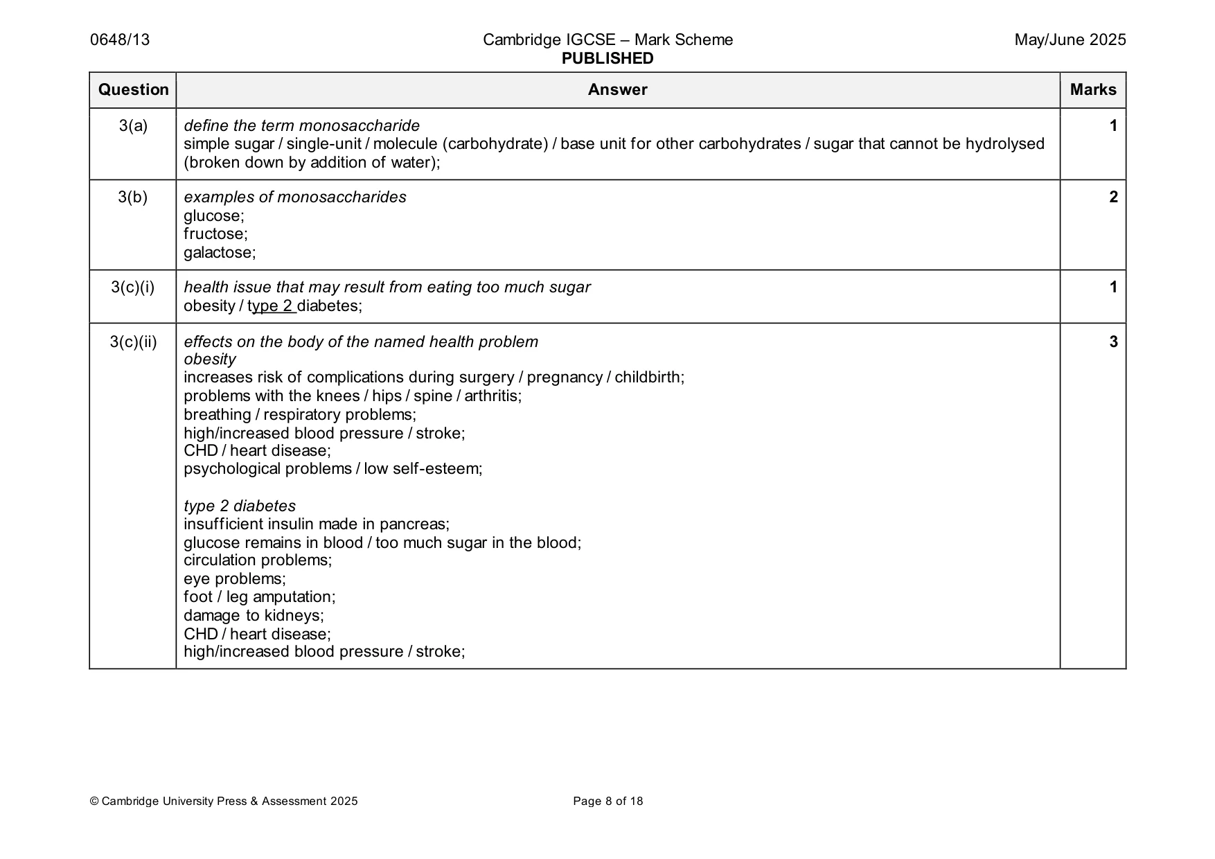 Mark scheme, page 8 of 18