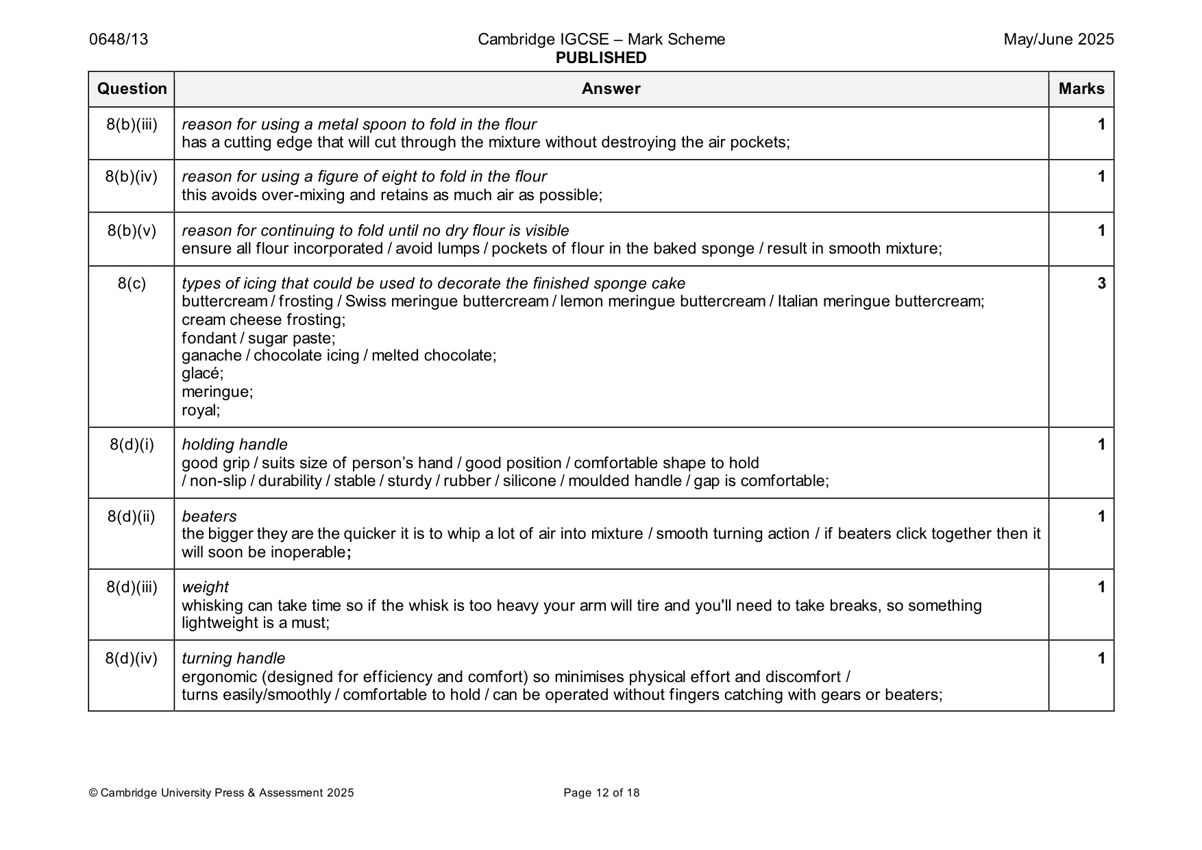 Mark scheme, page 12 of 18