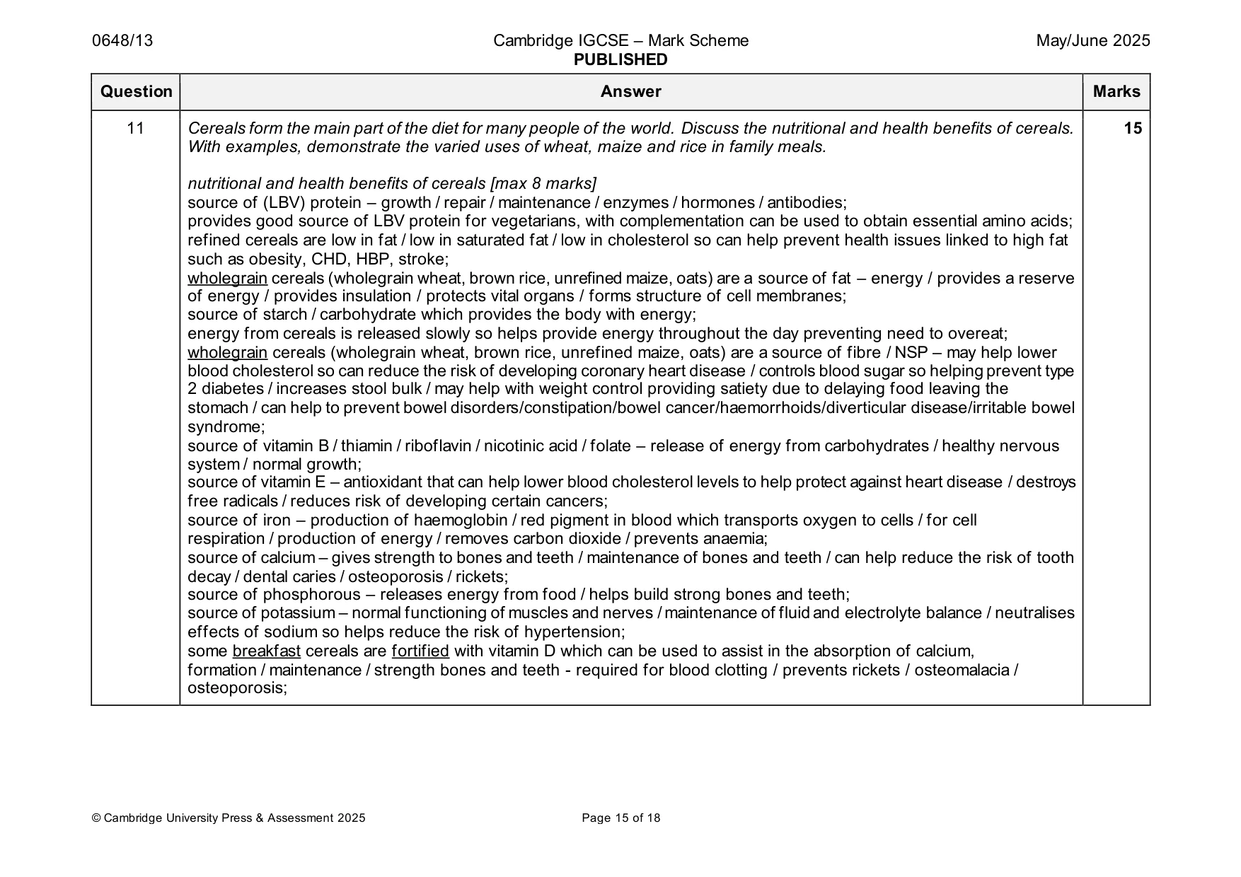 Mark scheme, page 15 of 18