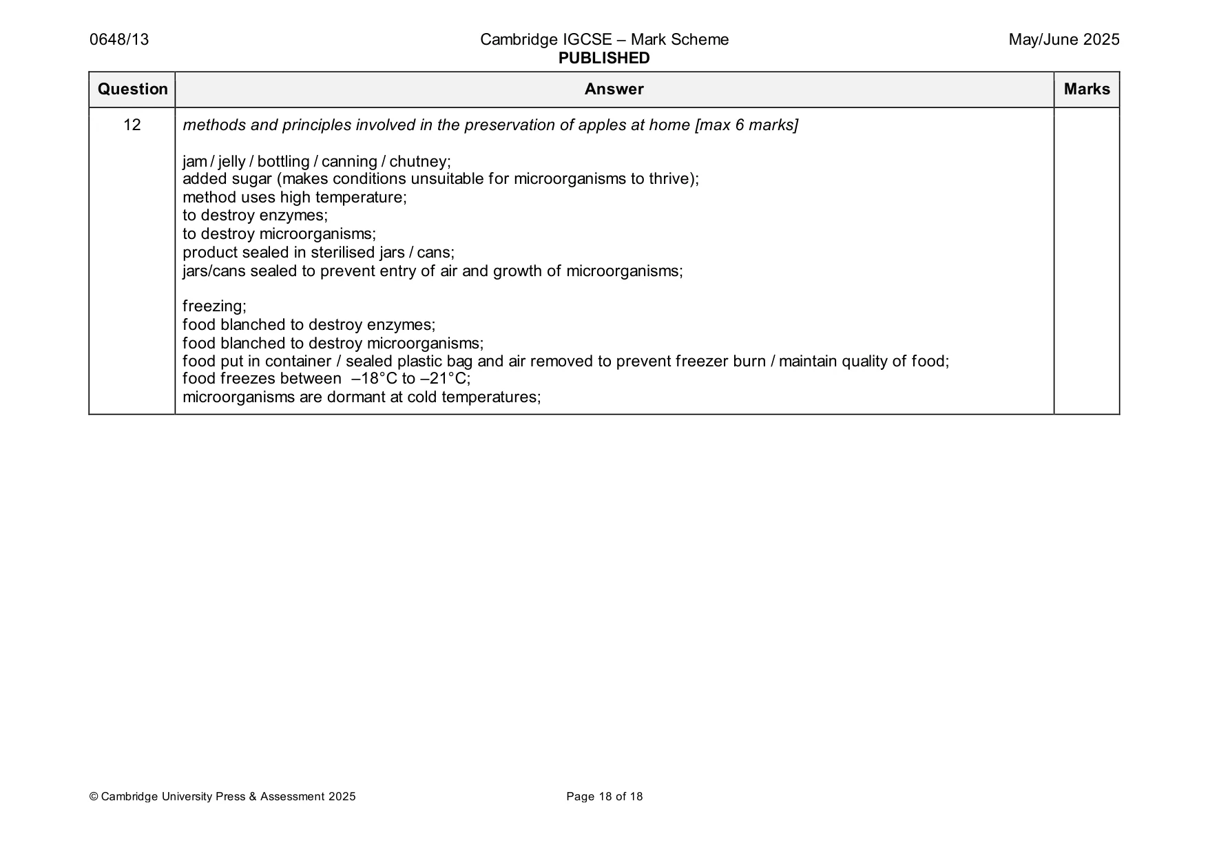 Mark scheme, page 18 of 18