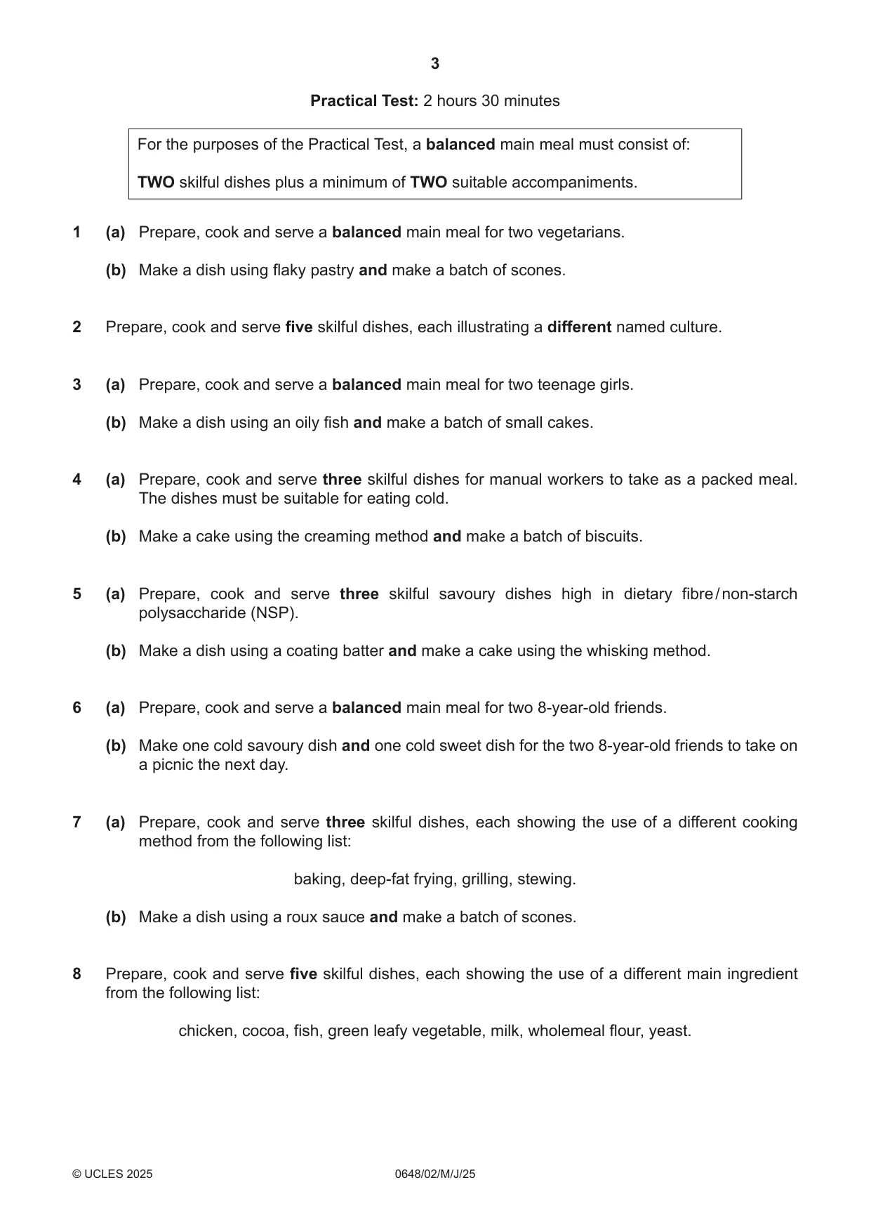 Cambridge IGCSE Food and Nutrition 0648 2025 May/June Paper 2 · Variant 0 question paper, page 3 of 4