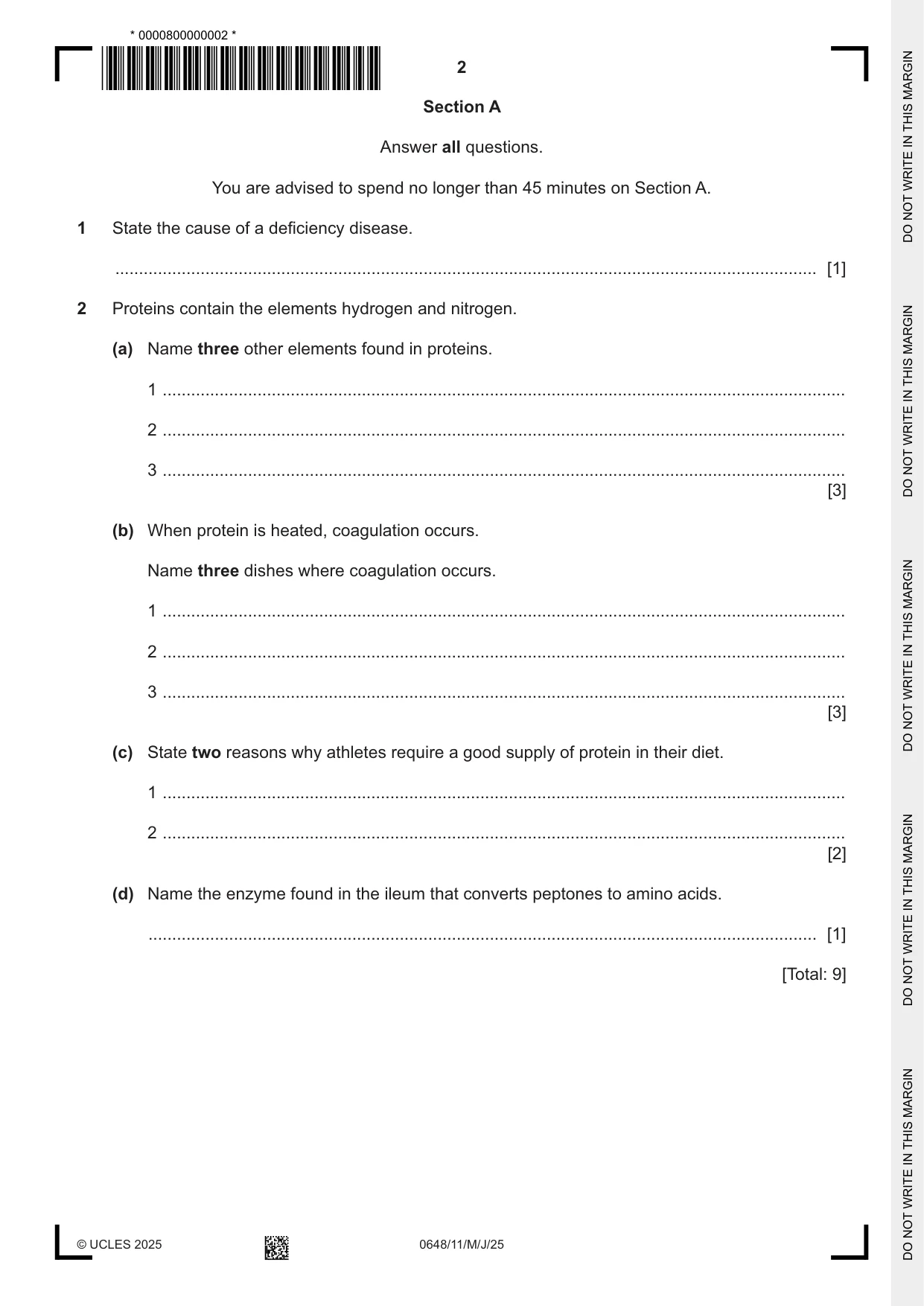 Cambridge IGCSE Food and Nutrition 0648 2025 May/June Paper 1 · Variant 1 question paper, page 2 of 12