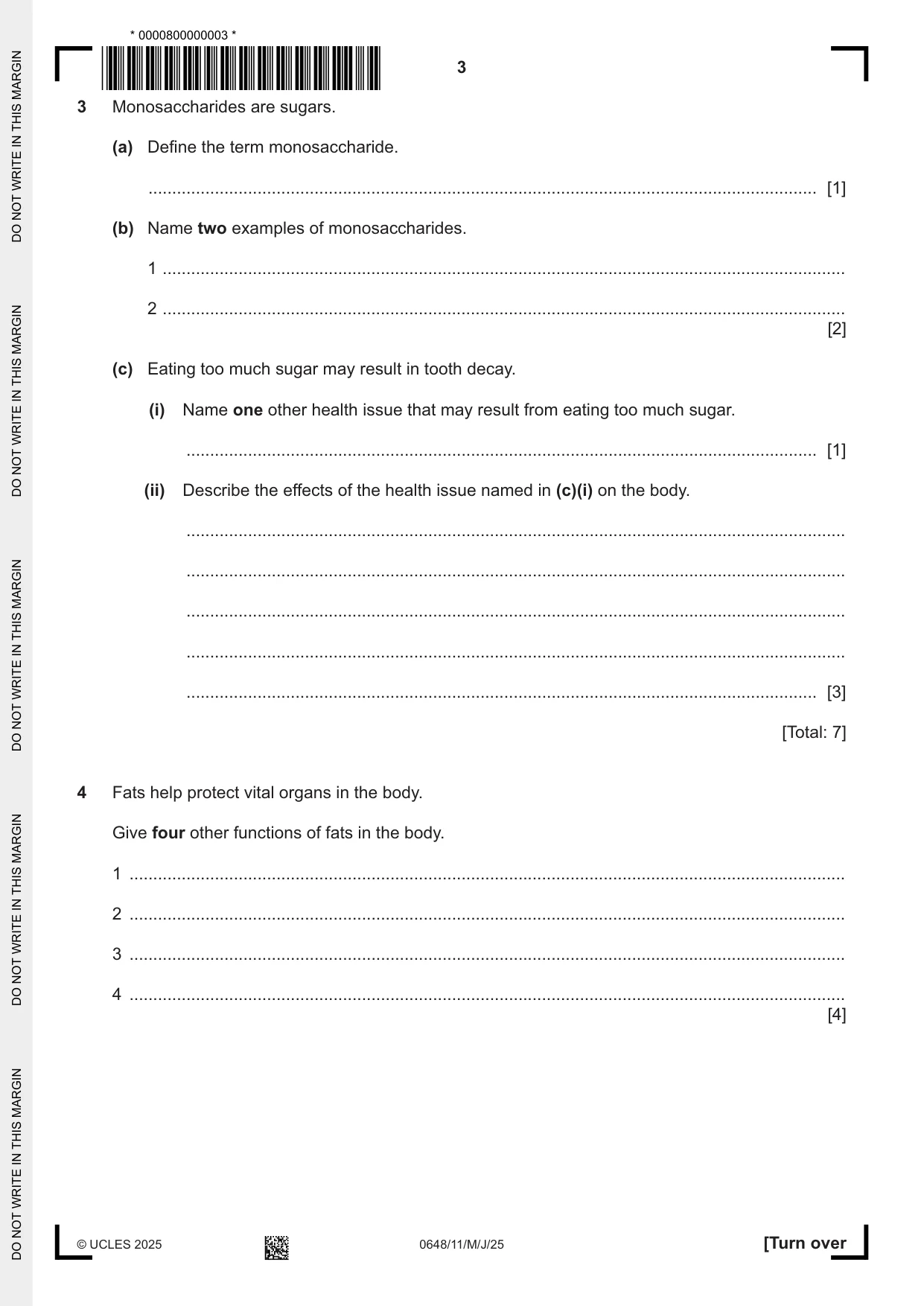Cambridge IGCSE Food and Nutrition 0648 2025 May/June Paper 1 · Variant 1 question paper, page 3 of 12