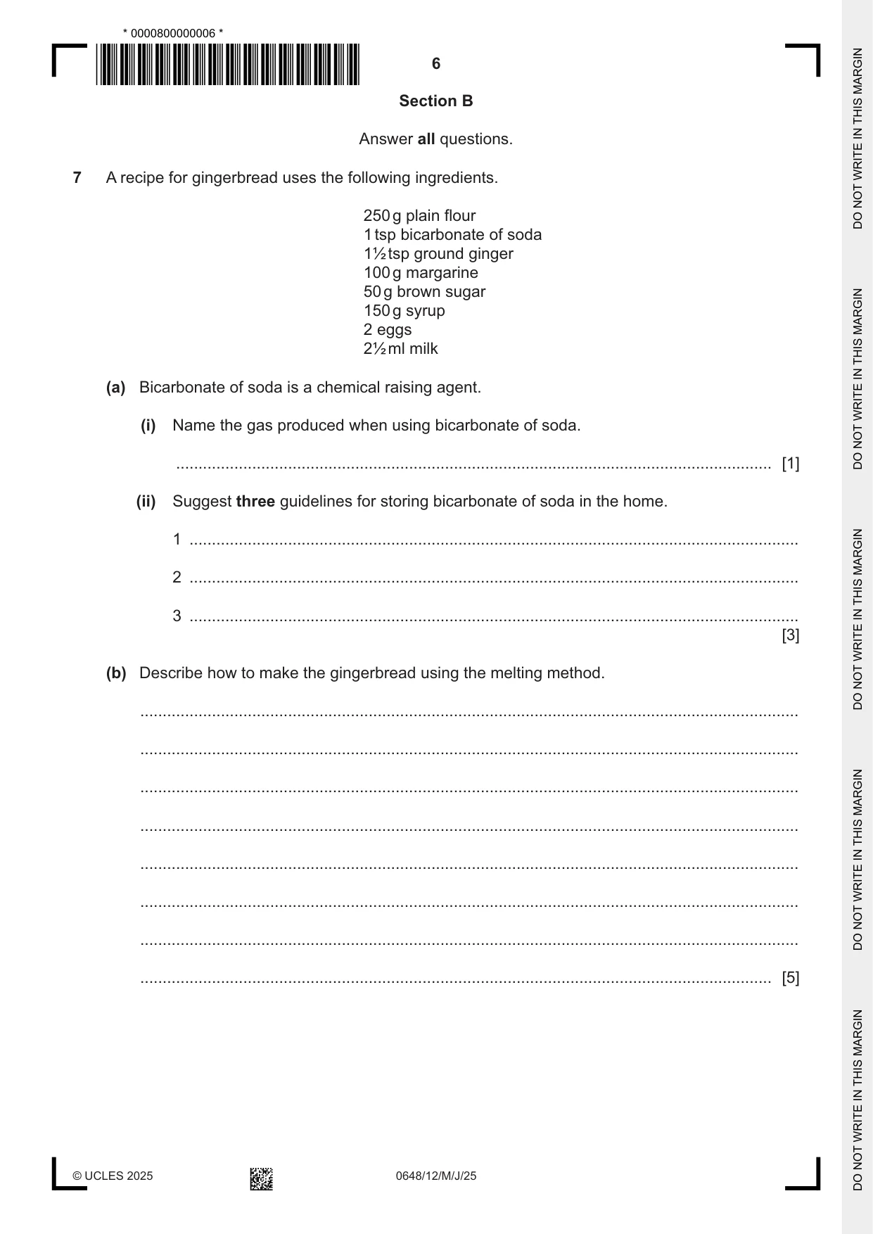 Cambridge IGCSE Food and Nutrition 0648 2025 May/June Paper 1 · Variant 2 question paper, page 6 of 12