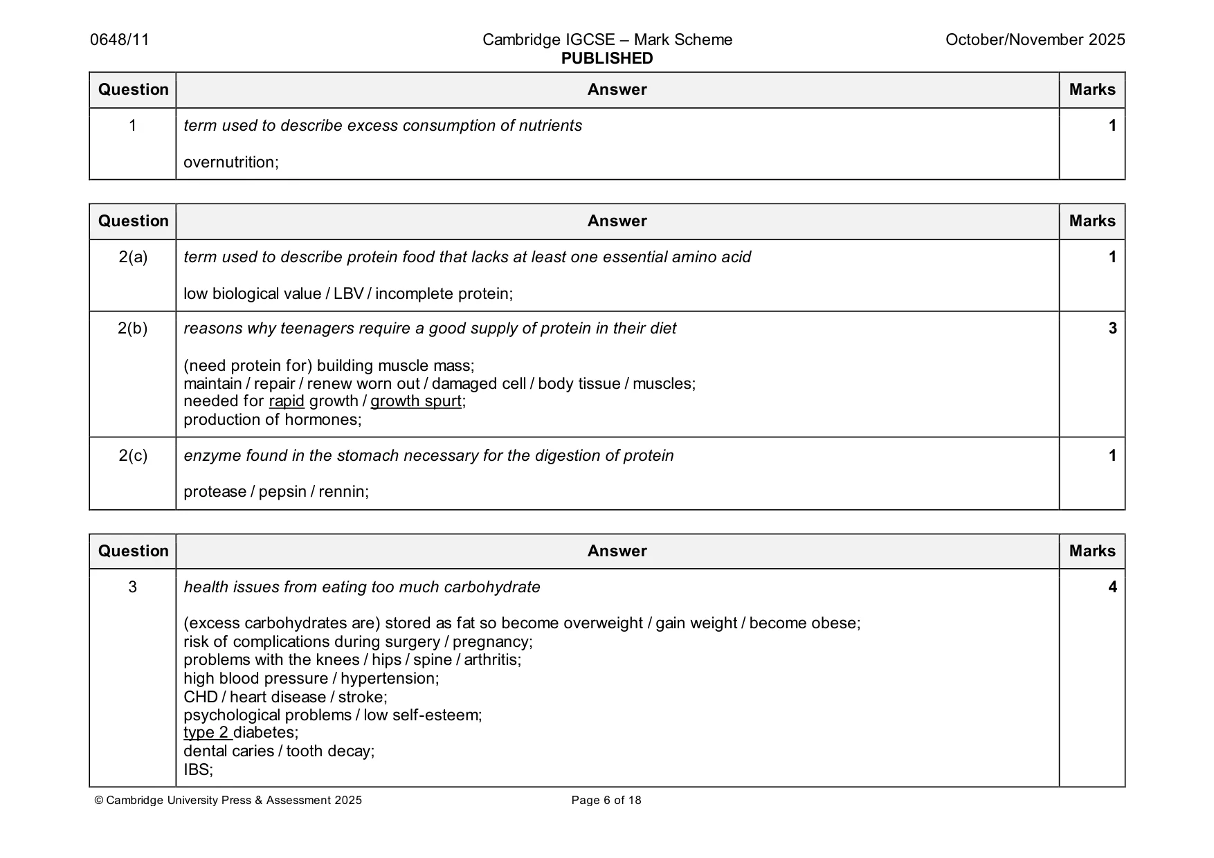 Mark scheme, page 6 of 18