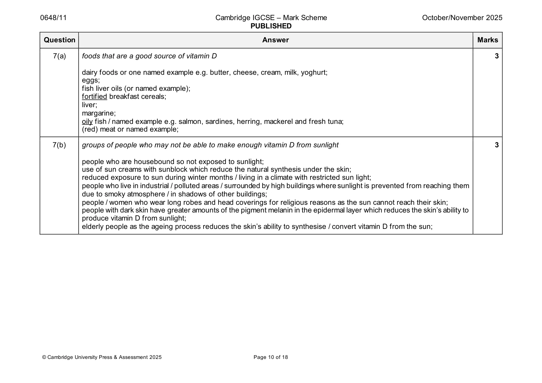 Mark scheme, page 10 of 18
