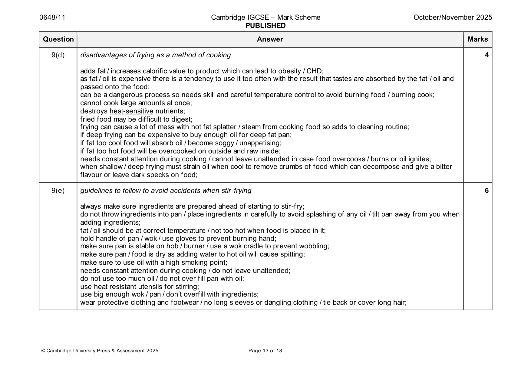 Mark scheme, page 13 of 18