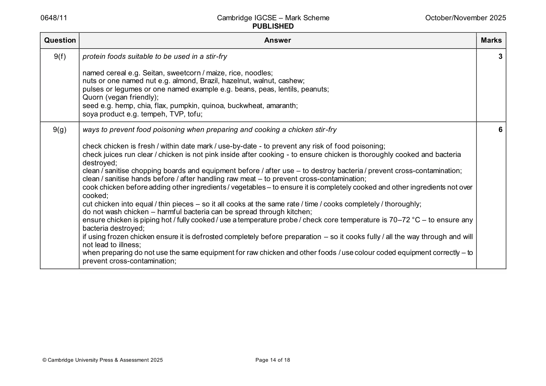 Mark scheme, page 14 of 18