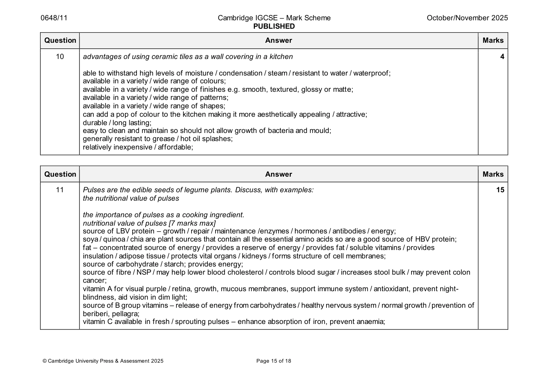 Mark scheme, page 15 of 18