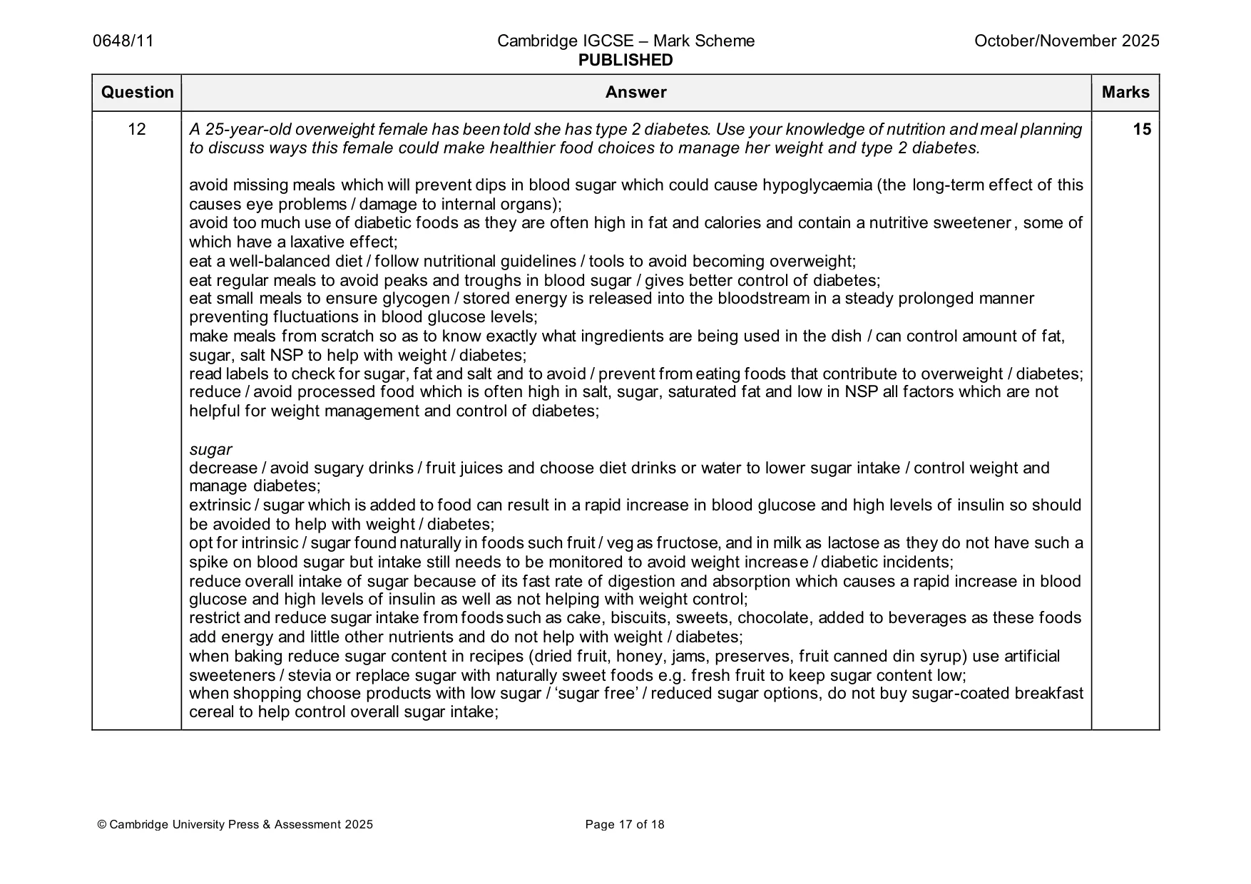Mark scheme, page 17 of 18