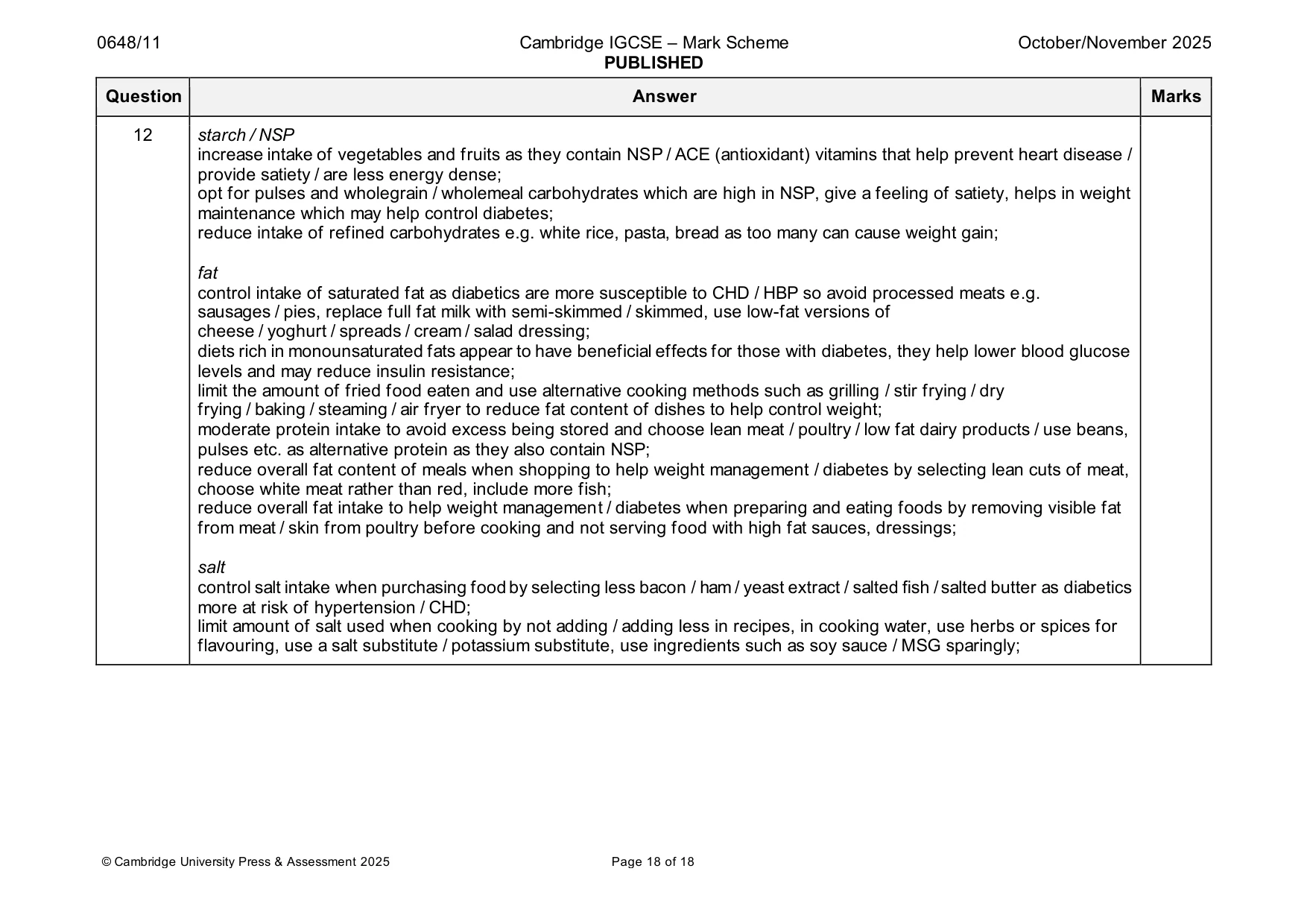 Mark scheme, page 18 of 18