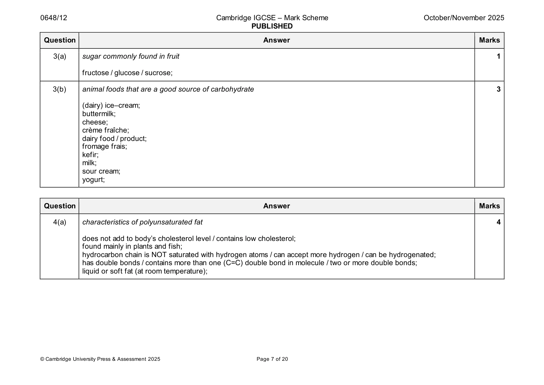 Mark scheme, page 7 of 20
