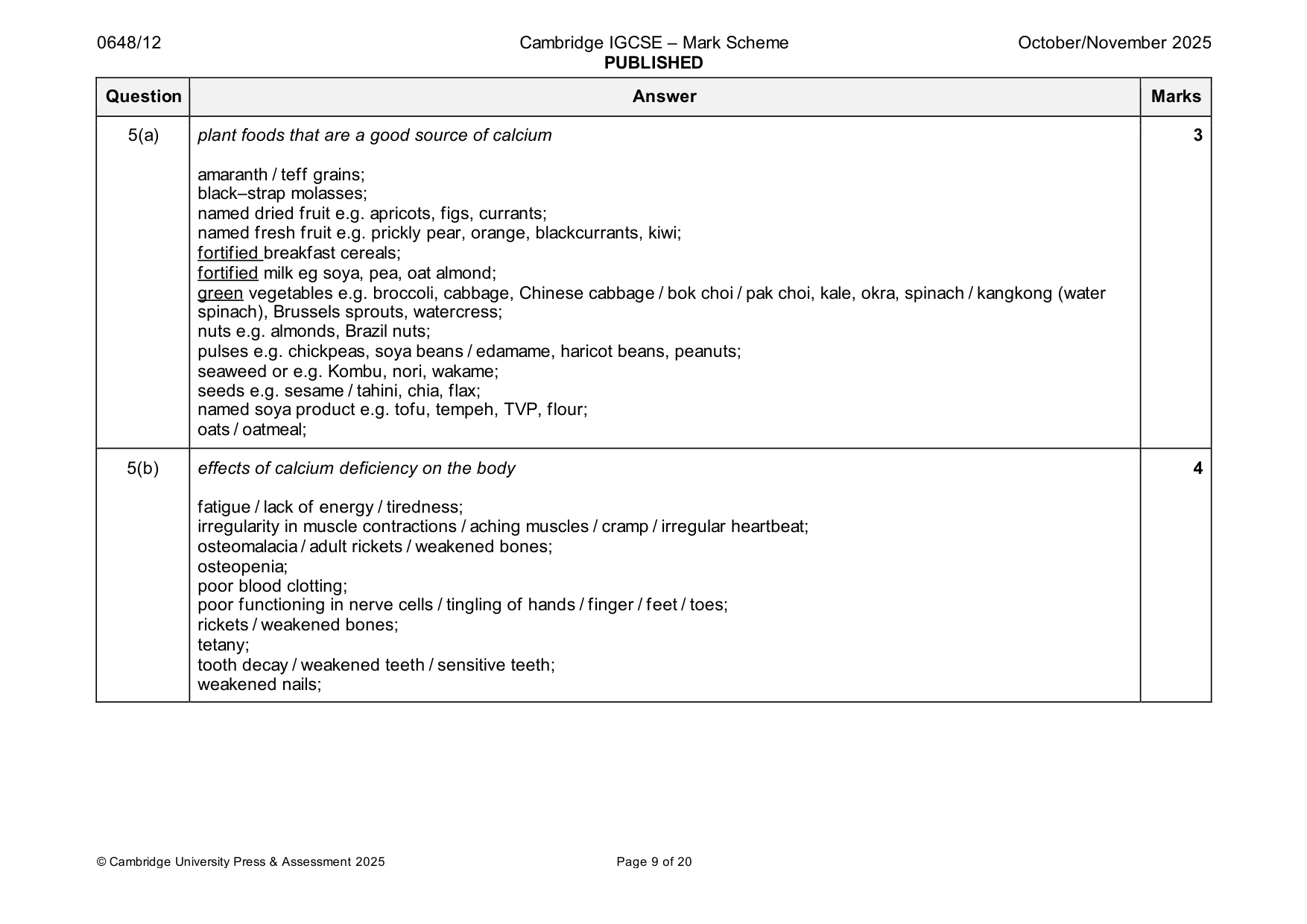 Mark scheme, page 9 of 20