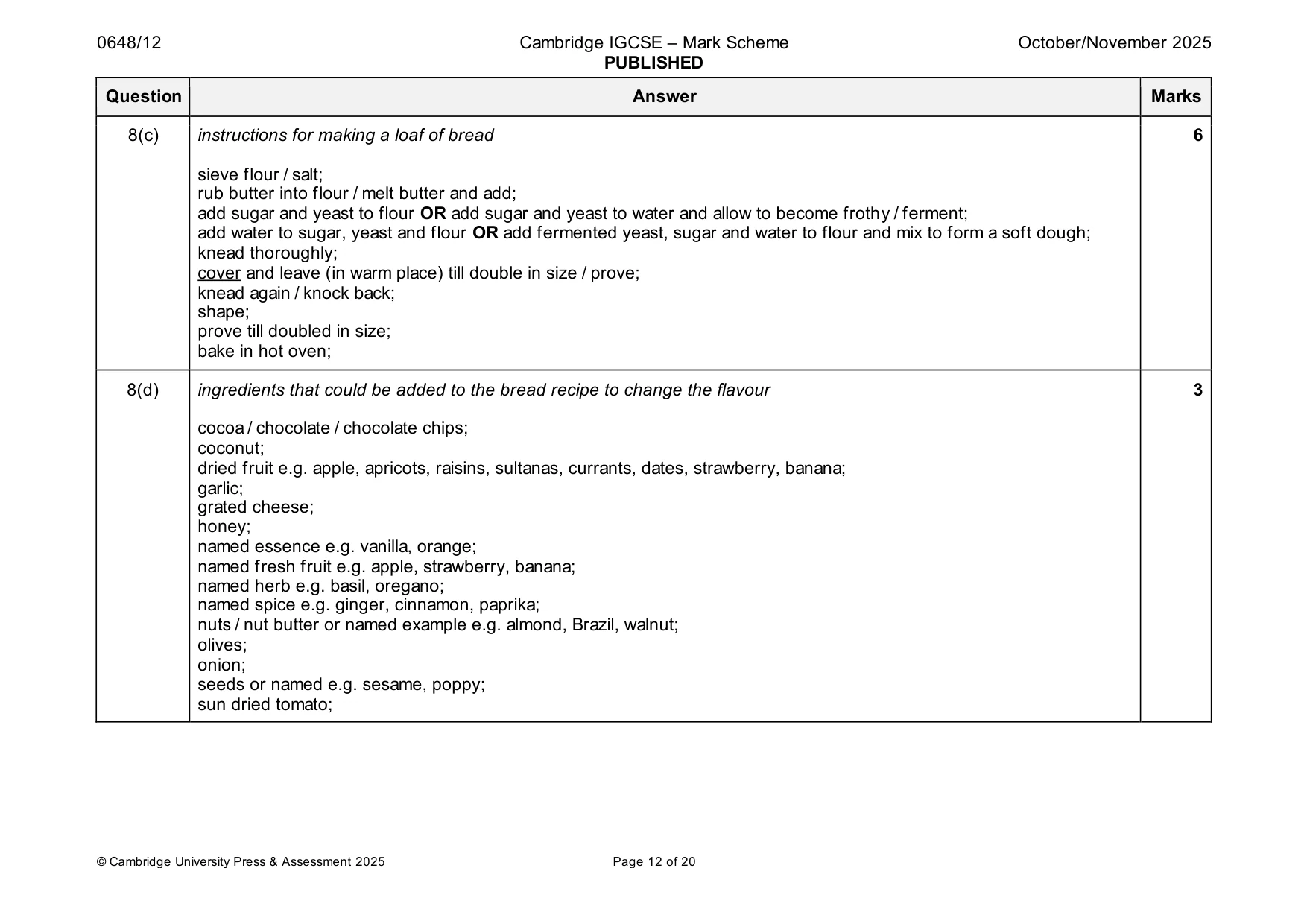 Mark scheme, page 12 of 20