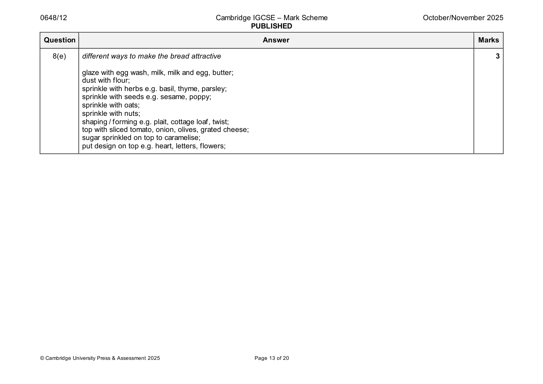 Mark scheme, page 13 of 20