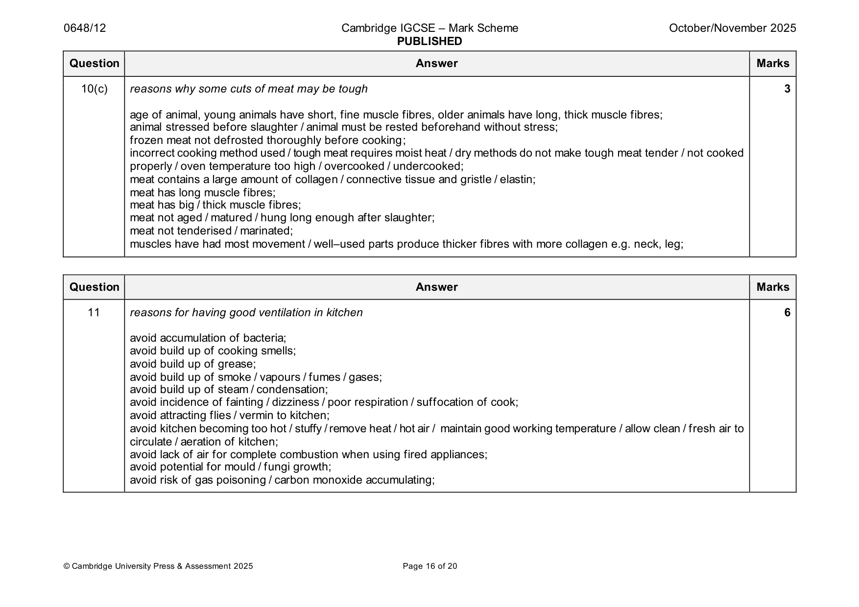 Mark scheme, page 16 of 20