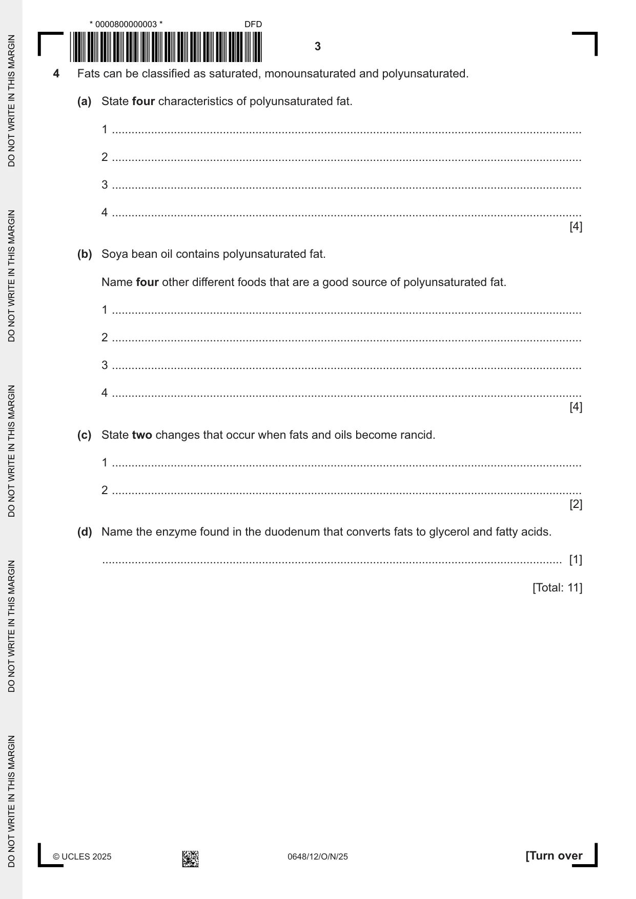 Cambridge IGCSE Food and Nutrition 0648 2025 Oct/Nov Paper 1 · Variant 2 question paper, page 3 of 12