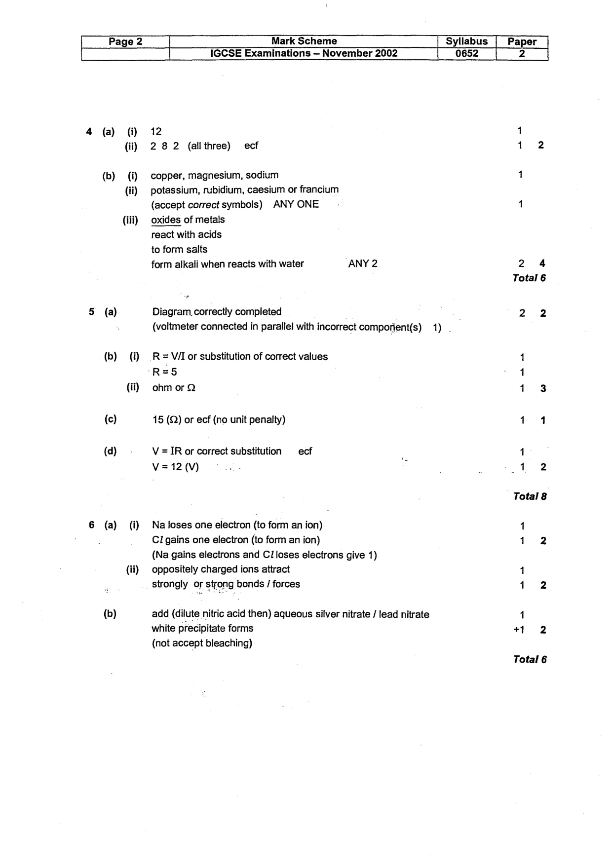 Mark scheme, page 3 of 4