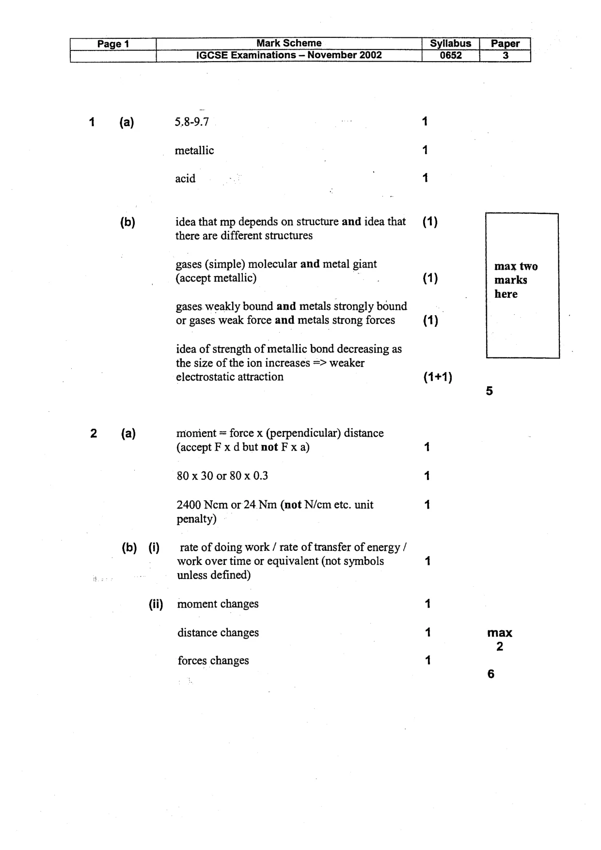 Mark scheme, page 2 of 7
