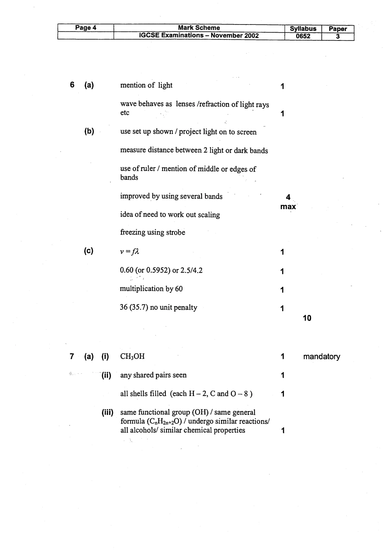 Mark scheme, page 5 of 7