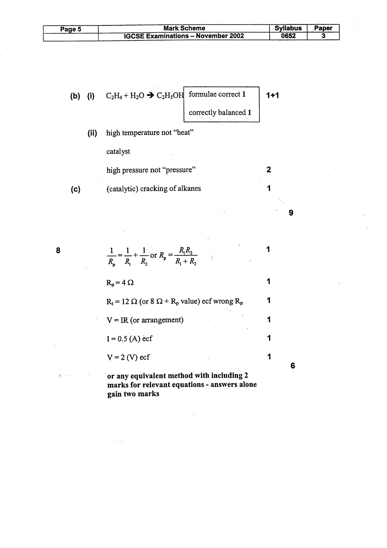 Mark scheme, page 6 of 7