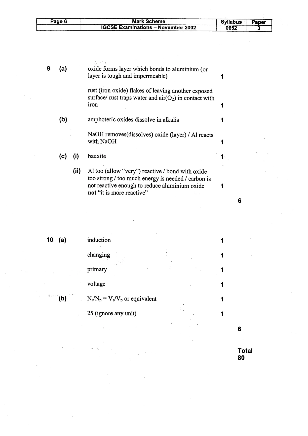 Mark scheme, page 7 of 7