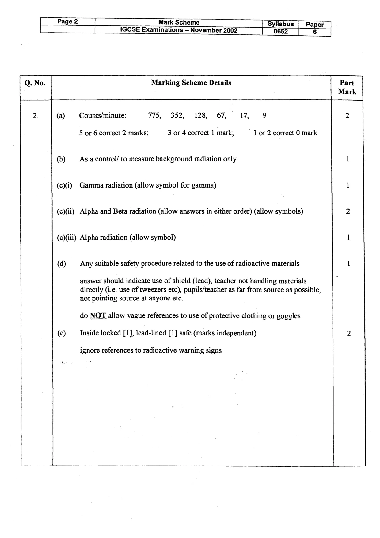 Mark scheme, page 3 of 8