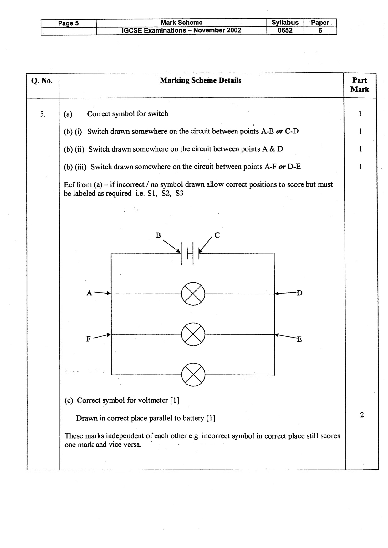 Mark scheme, page 6 of 8