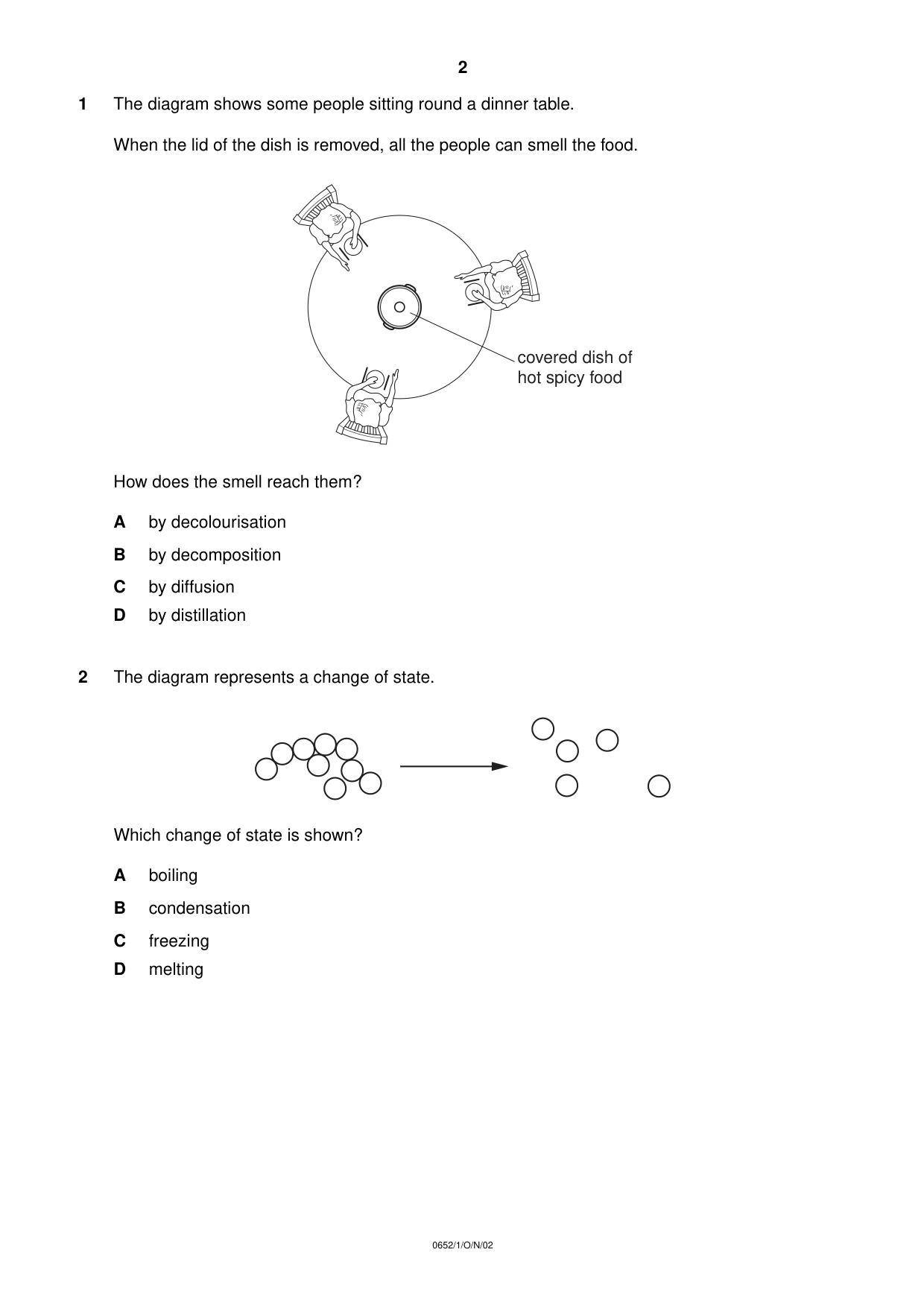 Cambridge IGCSE Physical Science 0652 2002 Oct/Nov Paper 1 · Variant 1 question paper, page 2 of 20