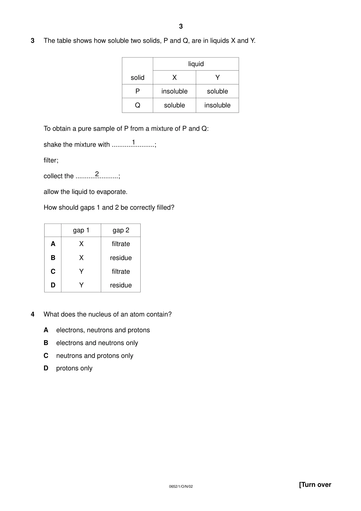 Cambridge IGCSE Physical Science 0652 2002 Oct/Nov Paper 1 · Variant 1 question paper, page 3 of 20
