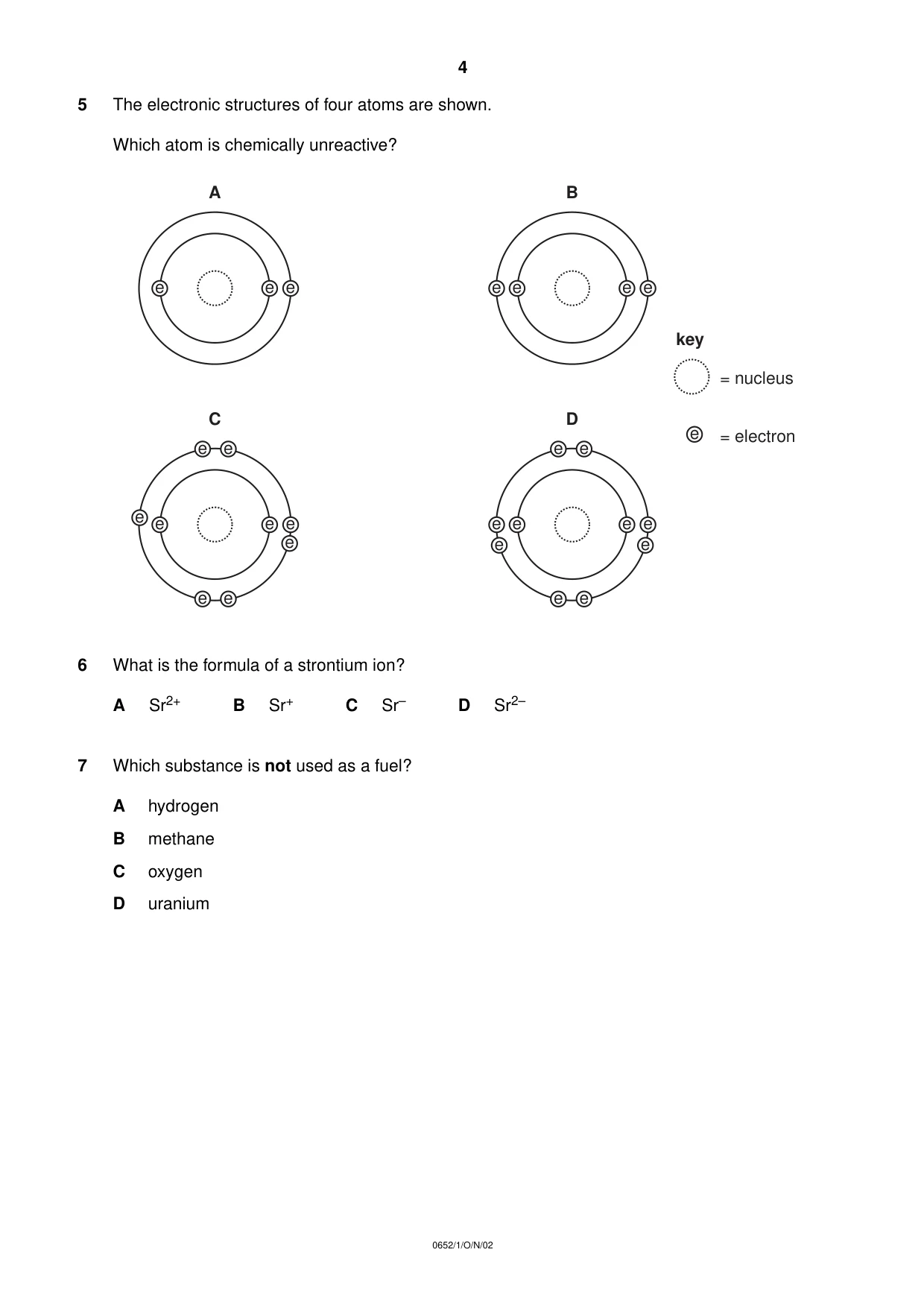 Cambridge IGCSE Physical Science 0652 2002 Oct/Nov Paper 1 · Variant 1 question paper, page 4 of 20