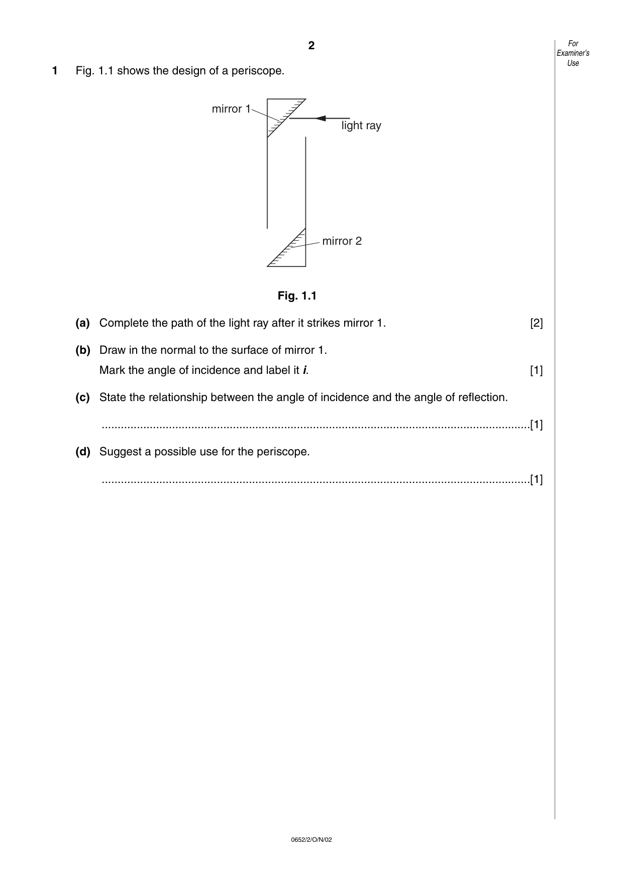 Cambridge IGCSE Physical Science 0652 2002 Oct/Nov Paper 2 · Variant 1 question paper, page 2 of 12