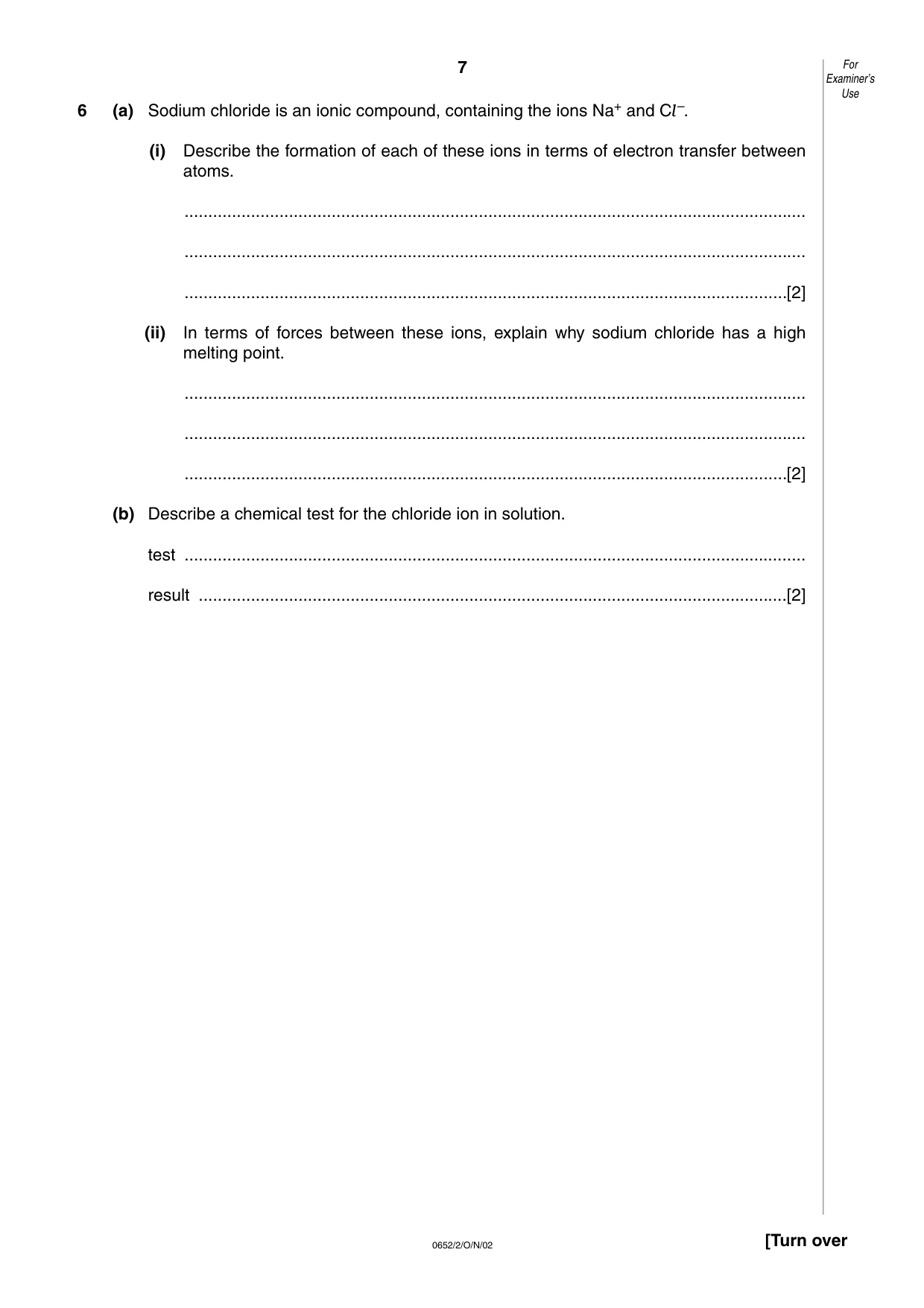 Cambridge IGCSE Physical Science 0652 2002 Oct/Nov Paper 2 · Variant 1 question paper, page 7 of 12
