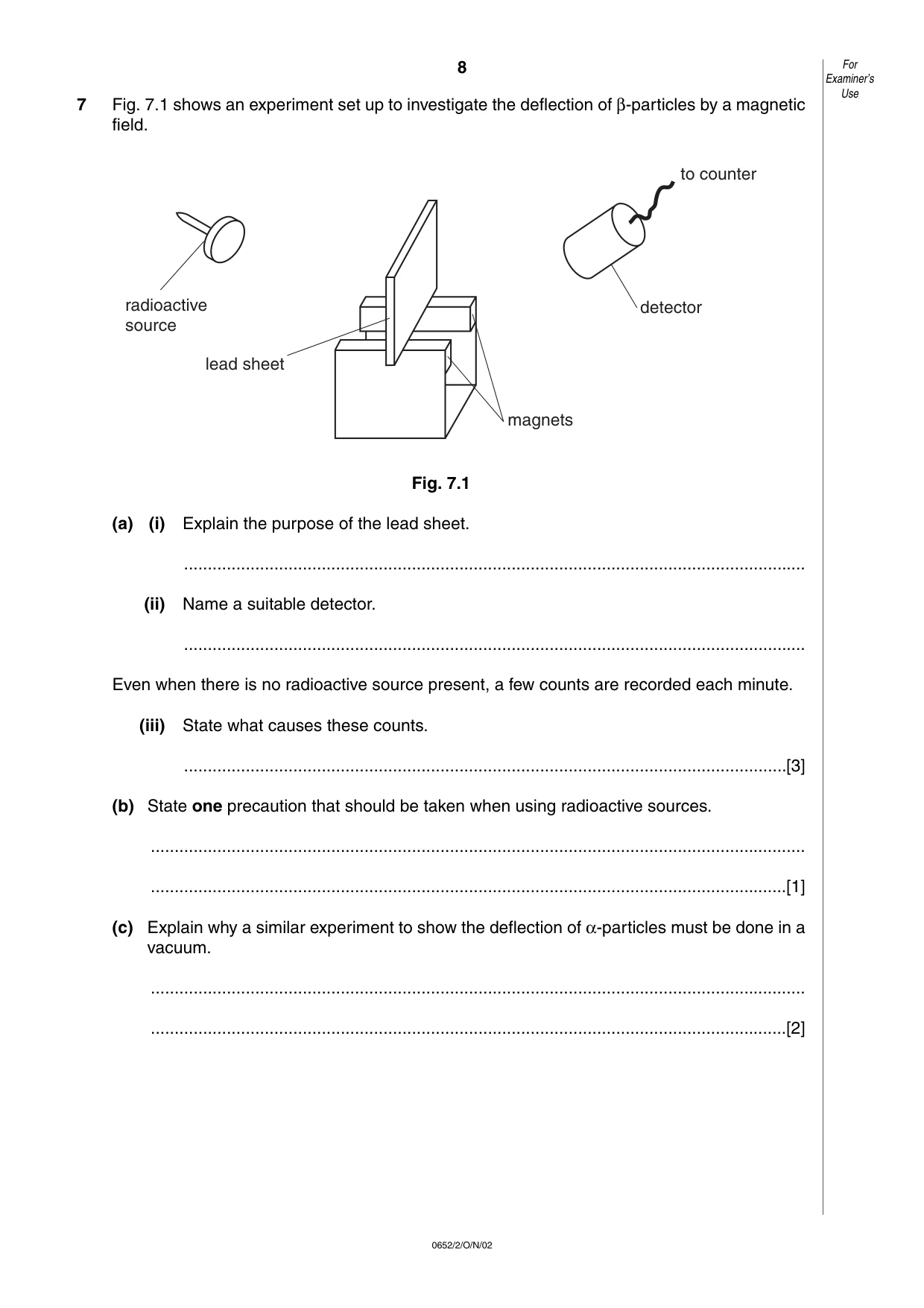 Cambridge IGCSE Physical Science 0652 2002 Oct/Nov Paper 2 · Variant 1 question paper, page 8 of 12