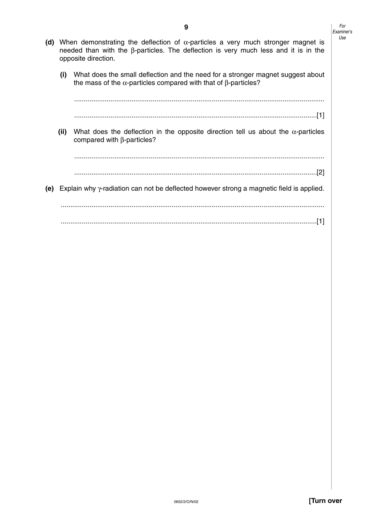 Cambridge IGCSE Physical Science 0652 2002 Oct/Nov Paper 2 · Variant 1 question paper, page 9 of 12
