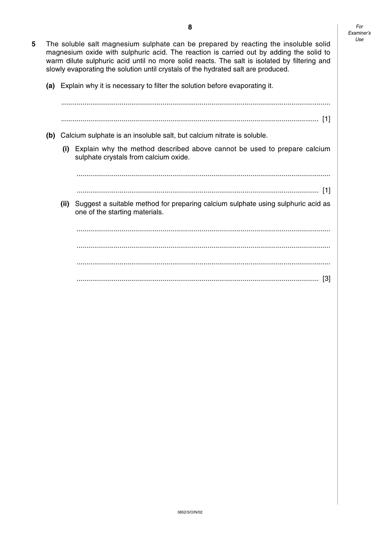 Cambridge IGCSE Physical Science 0652 2002 Oct/Nov Paper 3 · Variant 1 question paper, page 8 of 16