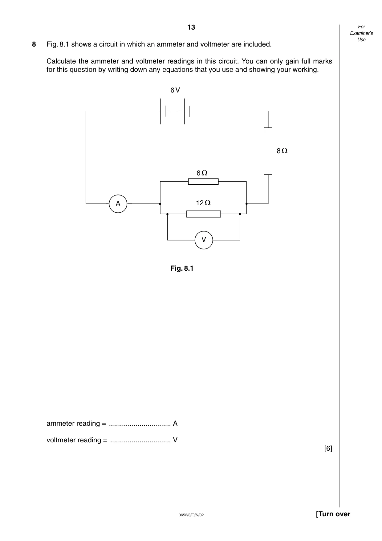 Cambridge IGCSE Physical Science 0652 2002 Oct/Nov Paper 3 · Variant 1 question paper, page 13 of 16