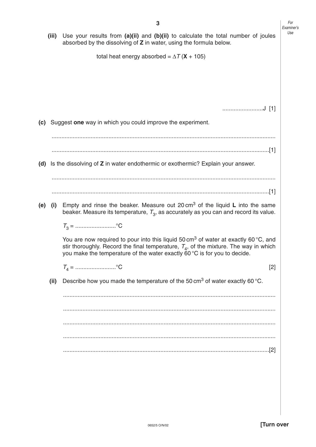 Cambridge IGCSE Physical Science 0652 2002 Oct/Nov Paper 5 · Variant 1 question paper, page 3 of 8
