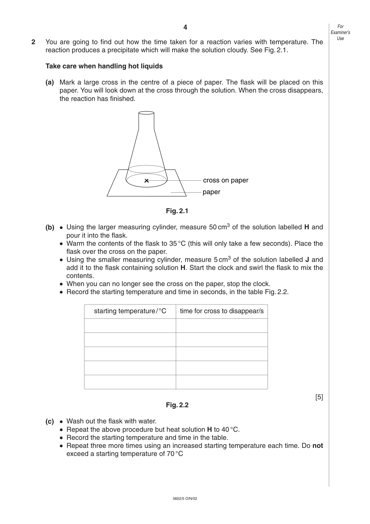 Cambridge IGCSE Physical Science 0652 2002 Oct/Nov Paper 5 · Variant 1 question paper, page 4 of 8