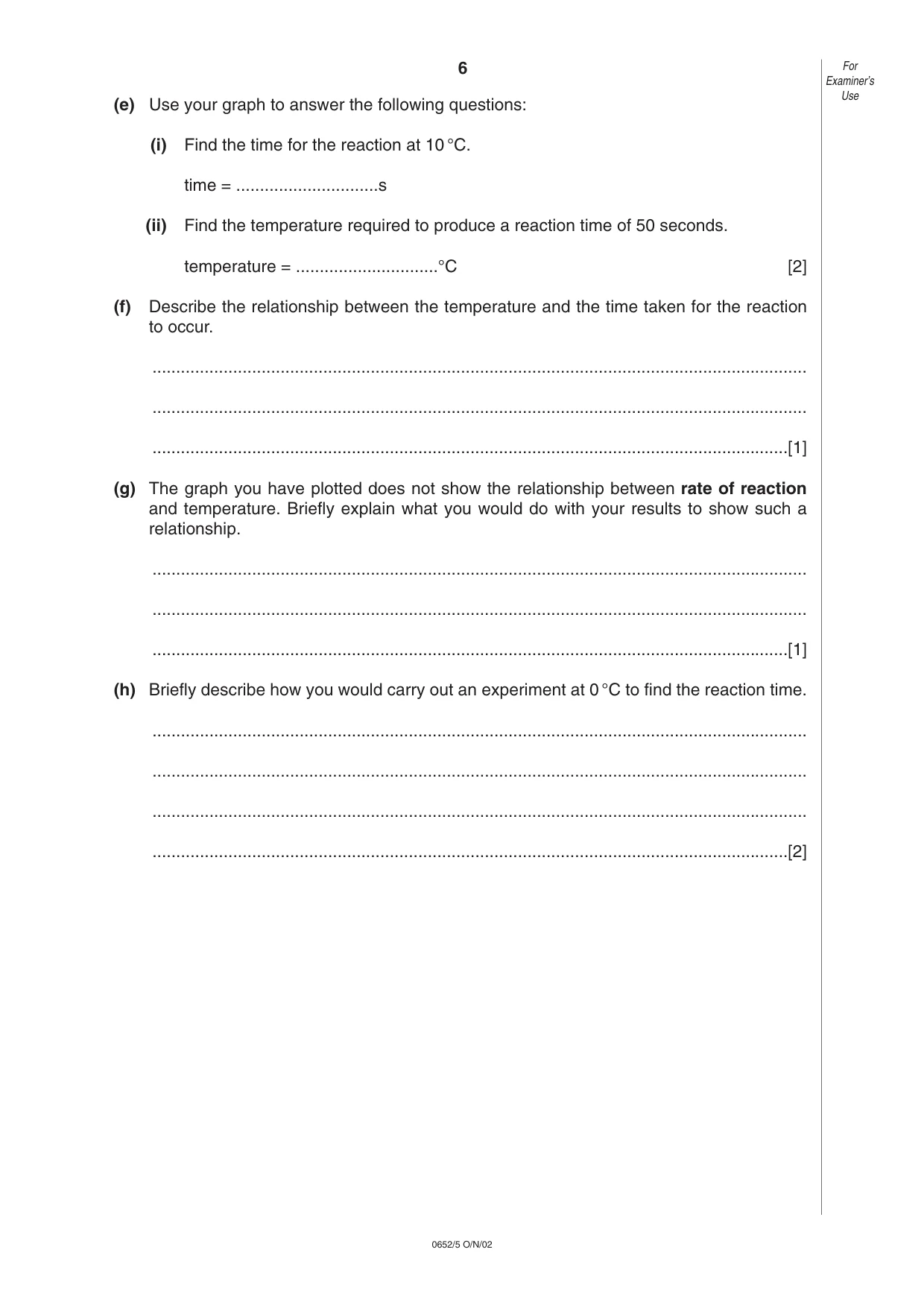 Cambridge IGCSE Physical Science 0652 2002 Oct/Nov Paper 5 · Variant 1 question paper, page 6 of 8