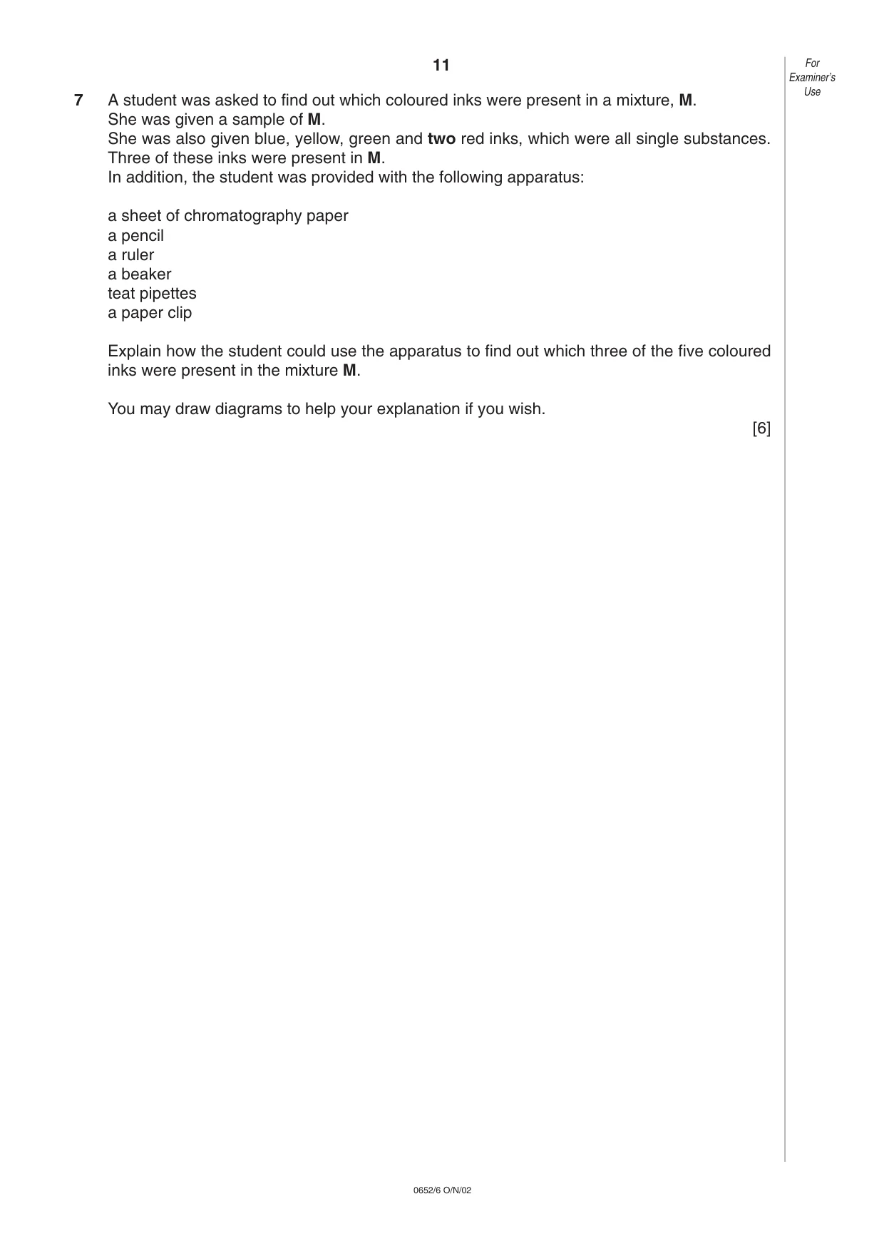 Cambridge IGCSE Physical Science 0652 2002 Oct/Nov Paper 6 · Variant 1 question paper, page 11 of 12